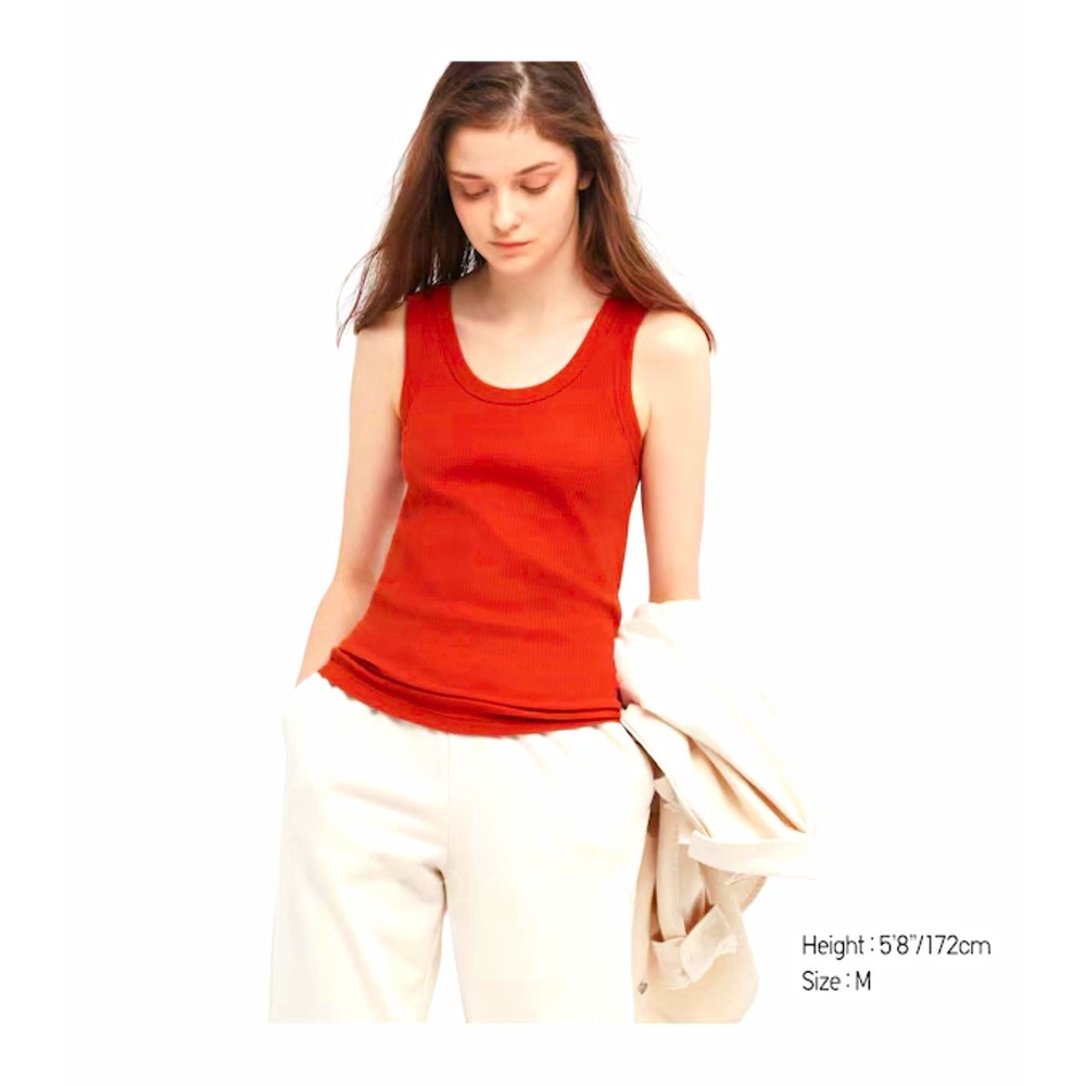 UNIQLO Orange Ribbed Tank Top Women's XS